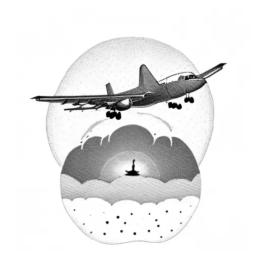 A Serene Sunset With An Airplane Silhouette And The Phrase 'Slow Down You're Doing Fine'