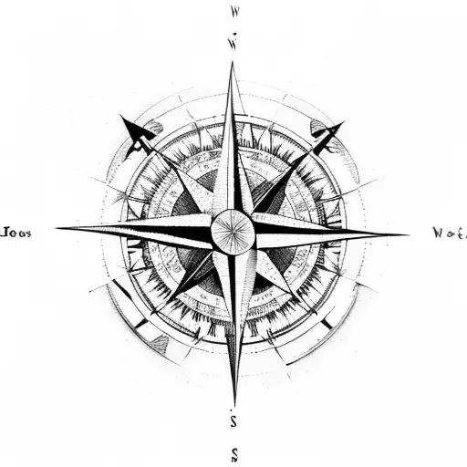 Compass Rose Behind Mountains