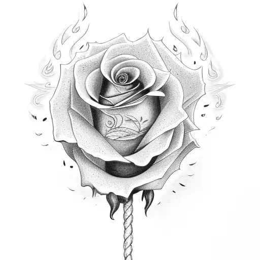 Rose Being Lit On Fire By Lighter