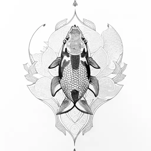 Koi Fish With Lotus Flower