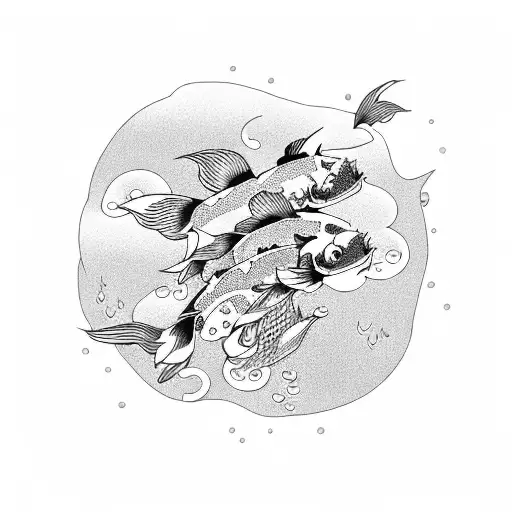 Koi Fish Nswimming In A Storm