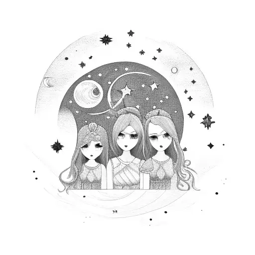 An Artistic Representation Of Your Wife And Three Daughters As Stars In The Night Sky
