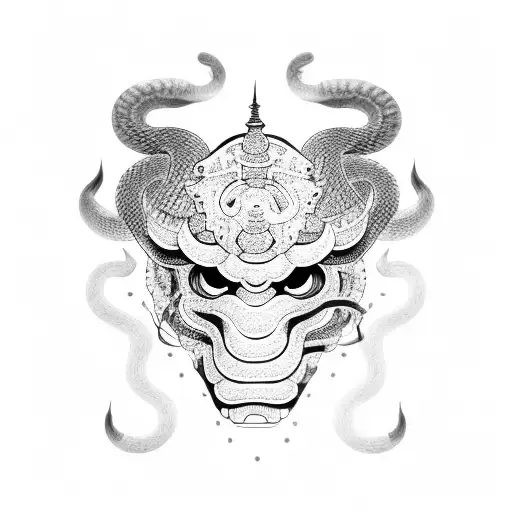 Hannya Mask With Snake