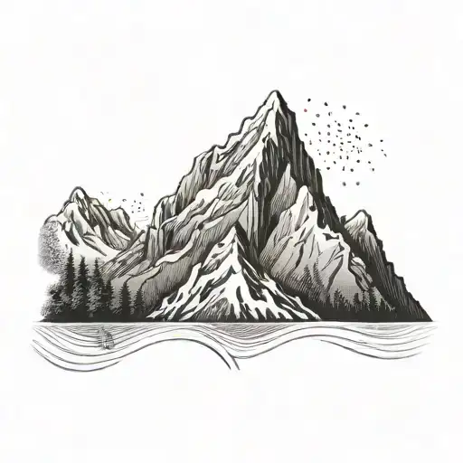 Design A Tattoo Of A Mountain Range With Sanskrit Script Subtly Integrated Into The Landscape
