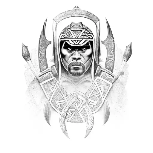 Angry Maori Warrior Posing