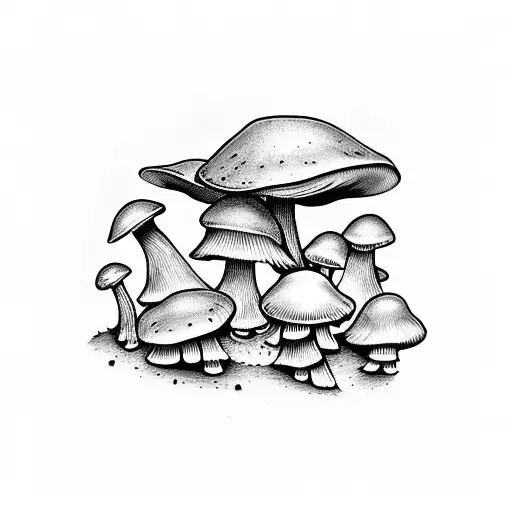 Forest Mushrooms Flowers Skeletons