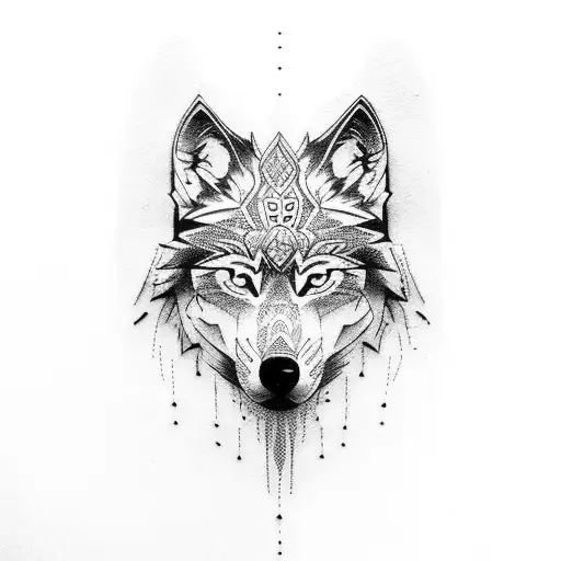 Tribal Tatto Band With Wolf