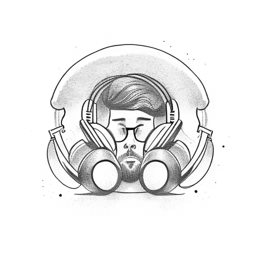 Guy With A Headphones Emerging From The Body Screaming