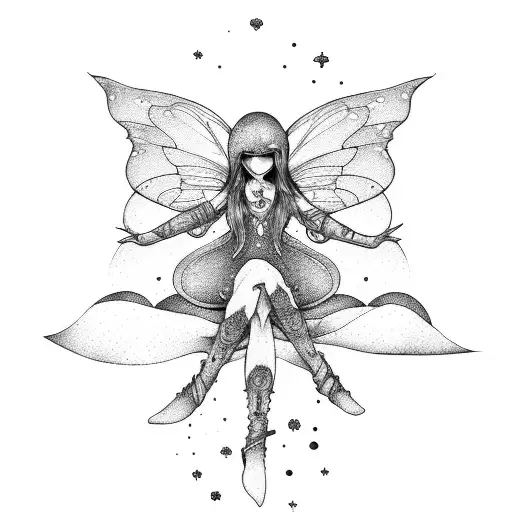 Fairy Sitting On Moon