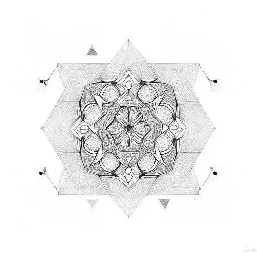 Abstract Henna-inspired Pattern With Geometric Shapes