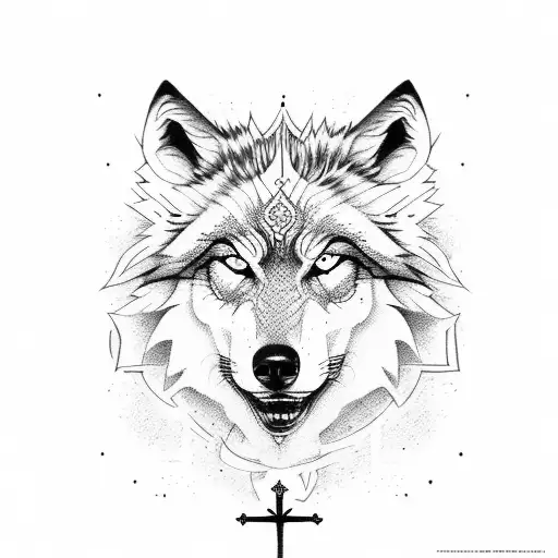 Mad Wolf With Jesus Cross