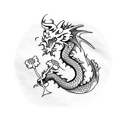 Dragon And Flowers
