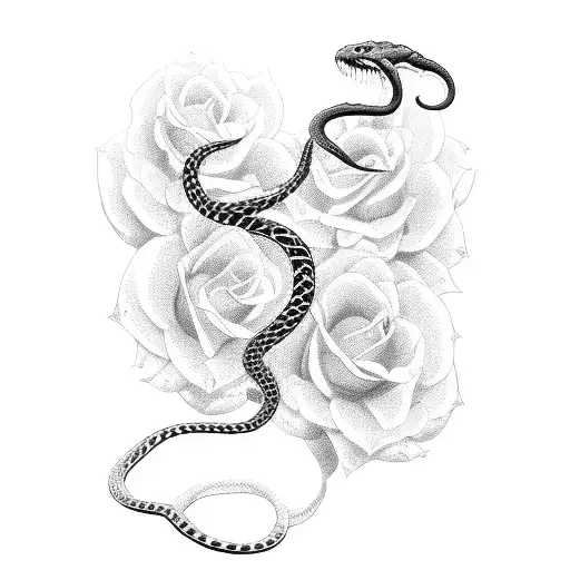Snake With Flowers Arm Sleeve