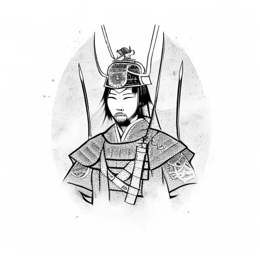 Japanese Samurai Warrior In The War Land With Bloody Katana