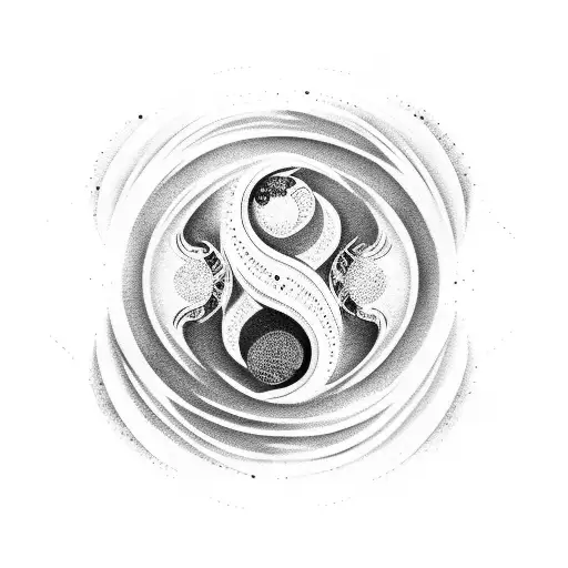 A Yin Yang Symbol With A Soccer Ball And A Wave Inside