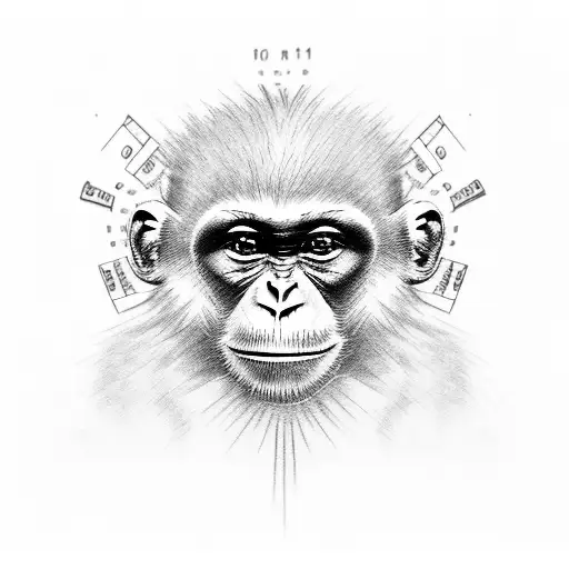 Realistic Tattoo With Monkey And Casino And Money