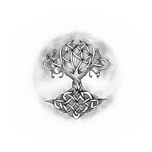 Celtic Tree Of Life With Celtic Word For Love In It