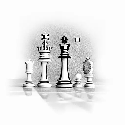 3D King And Queen Chess Pieces Standing Next To Each Other On A Chess Board With The Squares
