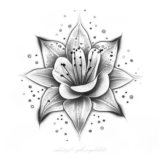 Lily Flower With Snow Flakes