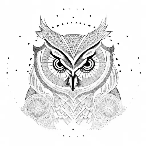 Owl Skull Surrounded By Intricate Geometric Patterns