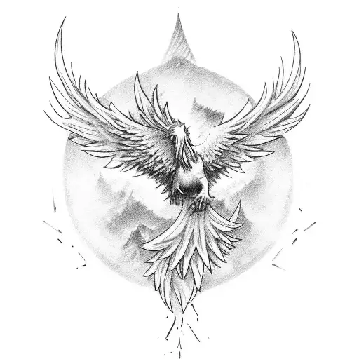 A Majestic Phoenix Rising From The Ashes