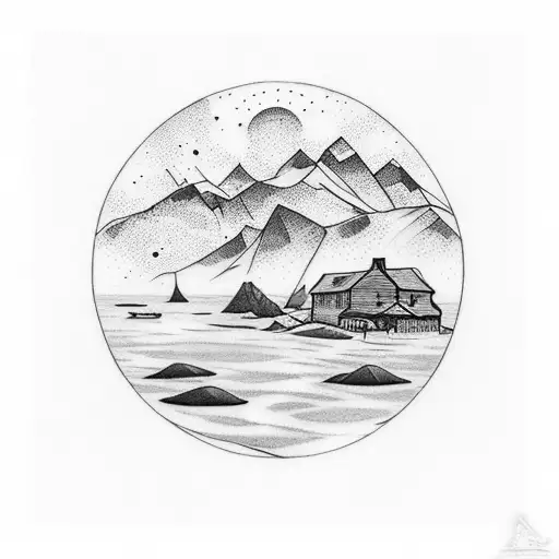 Arm Tattoo With Norway Landscape Including Water And Having Pokemon Roaming