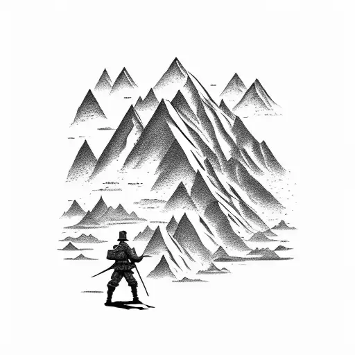A Mountain Landscape With A Silhouette Of A Soldier From Vmi