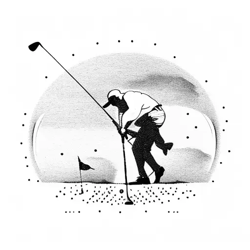 A Dynamic Silhouette Of A Golfer Swinging A Club Against A Breathtaking Sunset Backdrop
