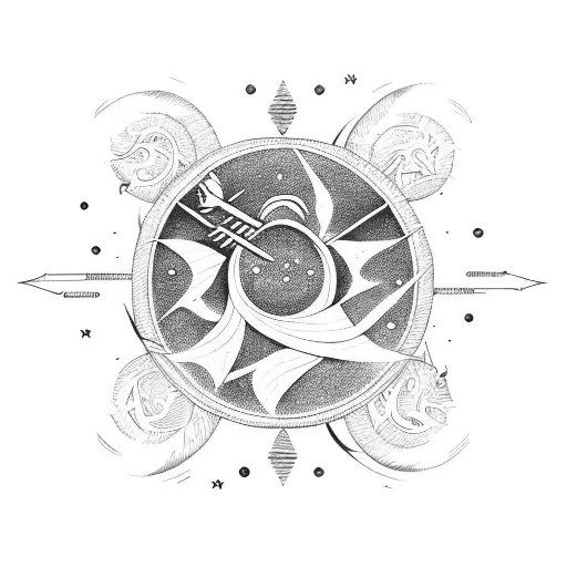 Sagittarius Zodiac Sign Surrounds By Fire Minimalists