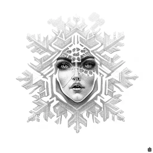 Snowflake Woman's Face Broken Heart