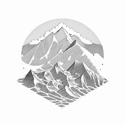 A Majestic Mountain Range With A Flowing River