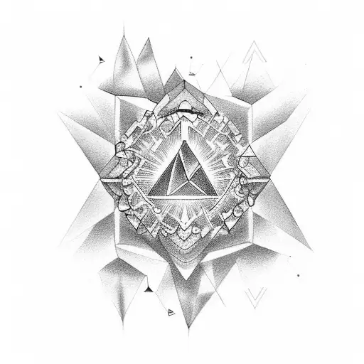 A Dotwork Tattoo Of A Crystal Pendant With Musical Symbols Inside