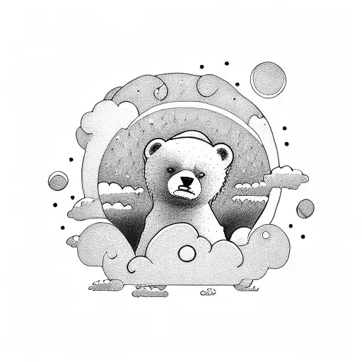 Small Bear Inside Clouds In The Sky