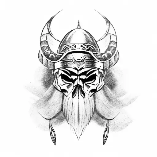 Viking With Skull Helmet