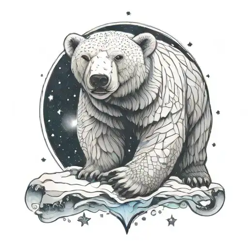 Polar Bear And Ice And Stars