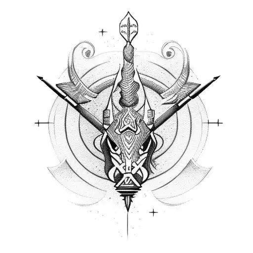 Minimalists Design Of Sagittarius With Fire