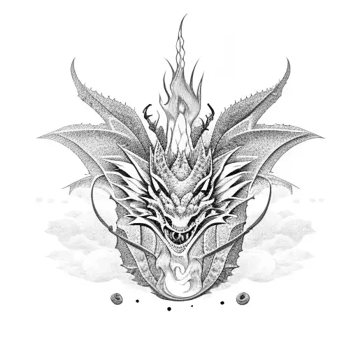 A Dragon Design For Girl With Flowers