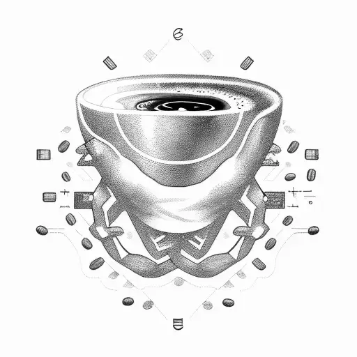 Coffee Chemical Symbol Connected To Microchip