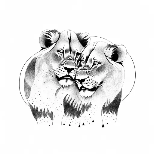 Father And Son Lion And Cub