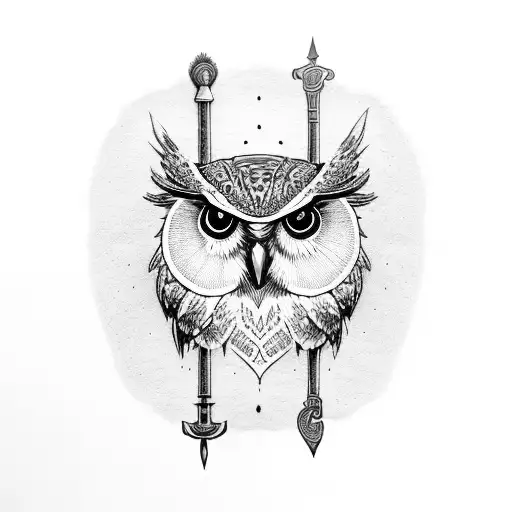 An Owl With A Sword In His Hand
