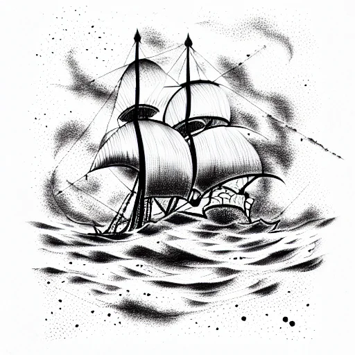 Man-of-war Ship In Dark Stormy Seas
