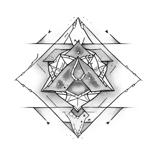 An Arrow With Hexagons And Moons And Astrology