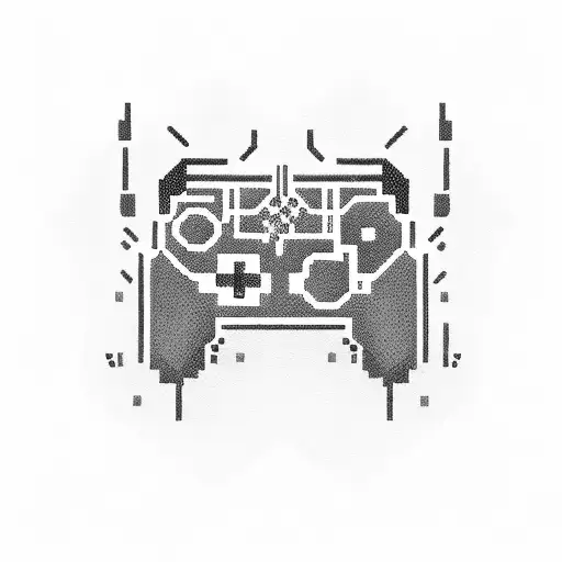 A Pixelated Gaming Controller With Musical Notes Bursting Out From It