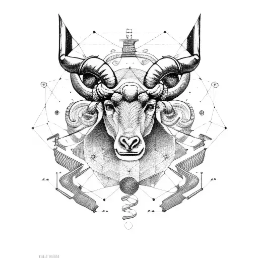 Aries Constellation Surrounded By Motorcycle Gears