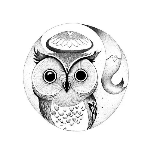 Owl In Fligh To The Moon