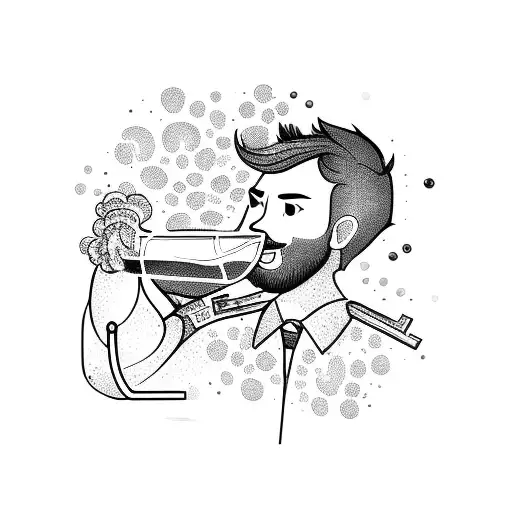 A Barman Pouring A Drink With Floral Patterns In The Background