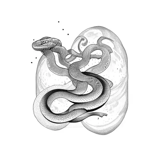 Snake Hanging Off A Moon