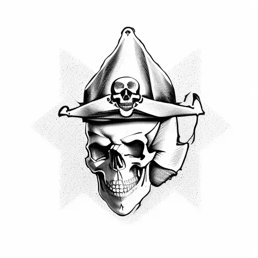 A Skull With A Pirate Hat And Crossed Architectural Drafting Tools Behind It