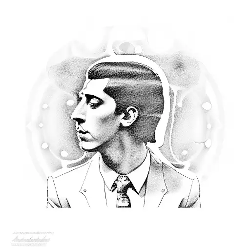 A Portrait Of Alex Turner With Musical Notes