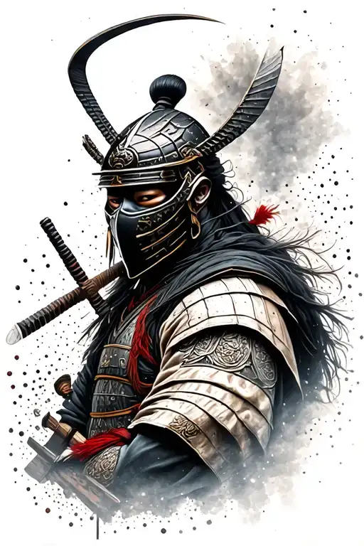 Samurai Warrior In The Mask Very Dust Background War Style